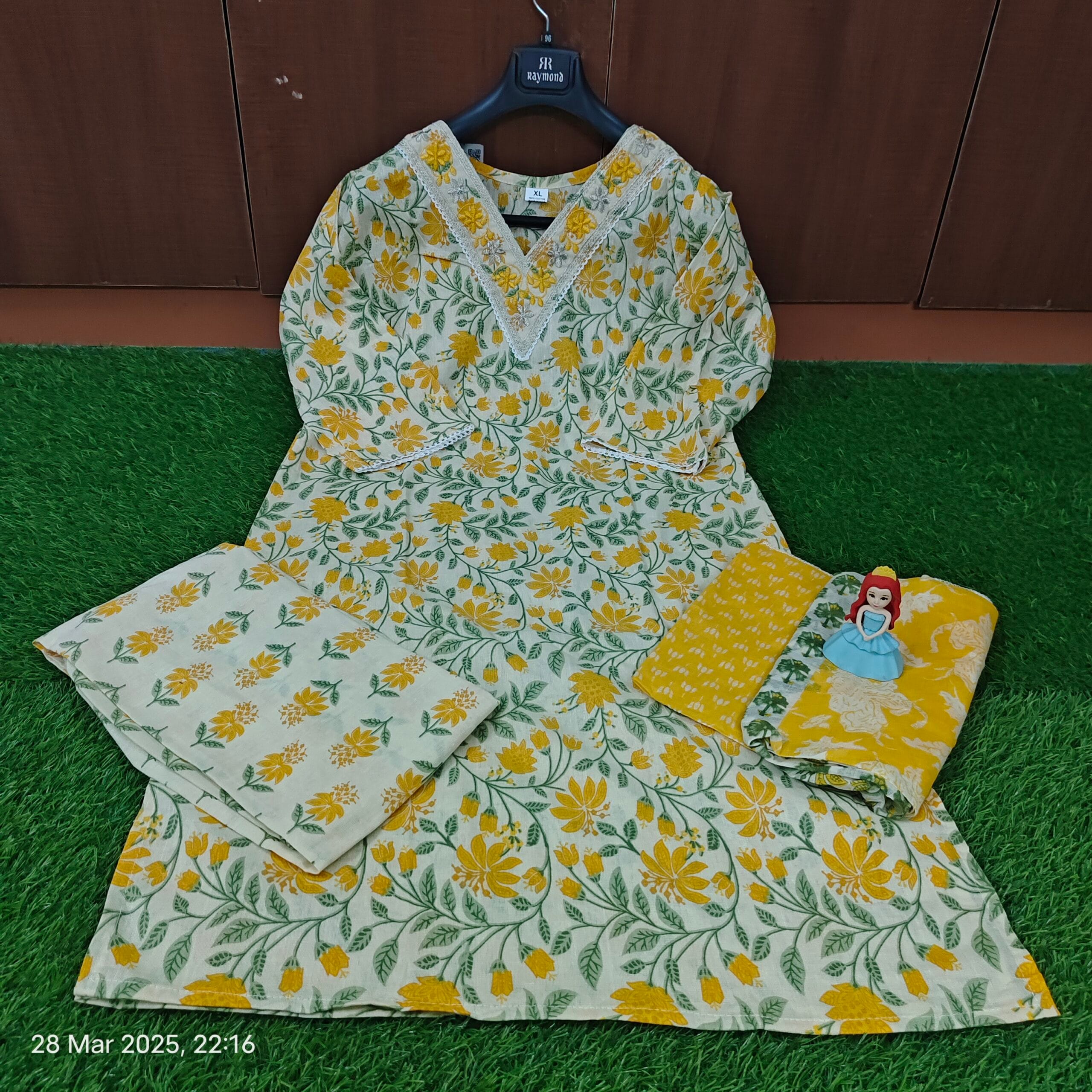 Cotton top with bottom and duppata